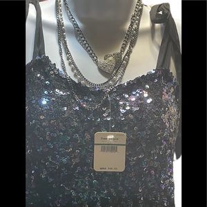 Free People Night Sequin Crop Top